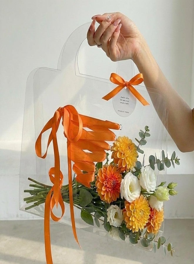 BBJ WRAPS Transparent Flower Bags For Bouquets PET Floral Gift Bags With Handle, Florist Supplies Packaging For Flower Shops On Valentine's Day, Mother's Day, Birthday Party(Triangle) - Image 3